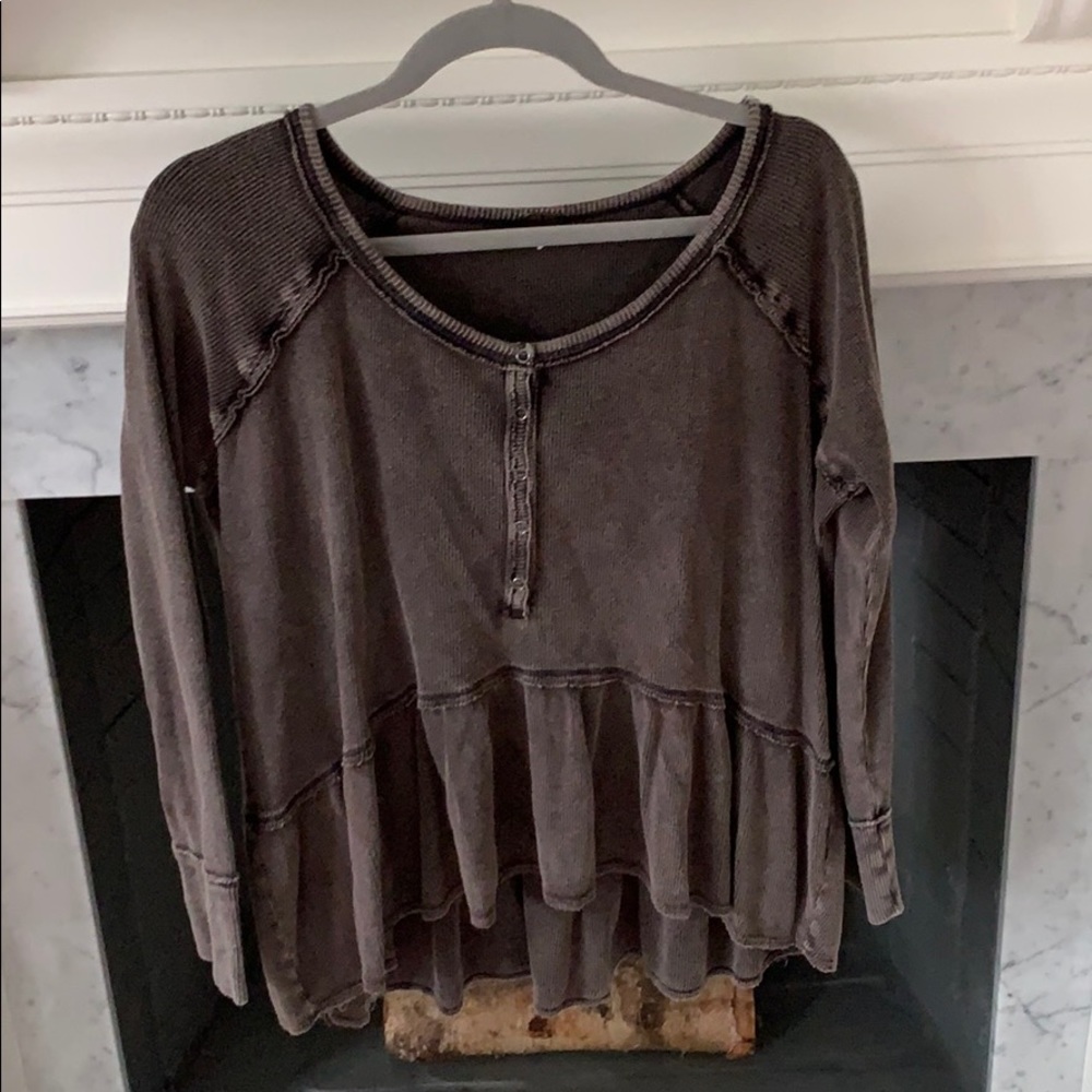 Free People Long Sleeve Babydoll Shirt